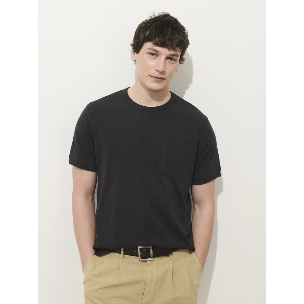 Alex Mill Short Sleeve Pocket T-Shirt Men Medium Black/Gray Slub Cotton Tee